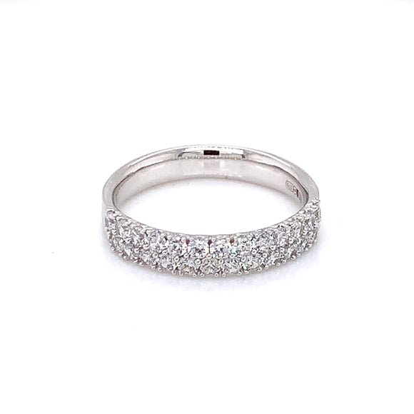 9ct White Gold CZ Double Row Eternity Ring