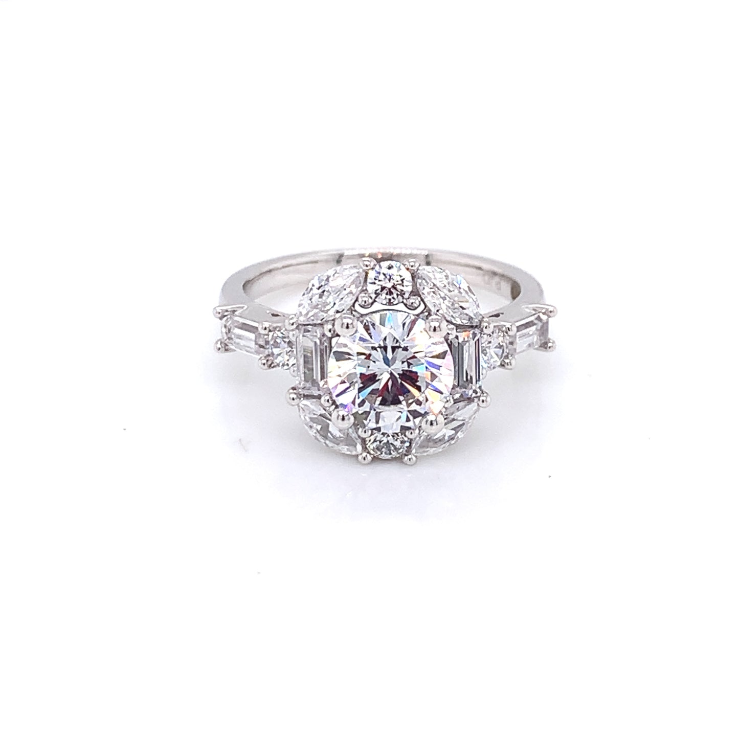 9ct White Gold CZ Large Cushion Ring