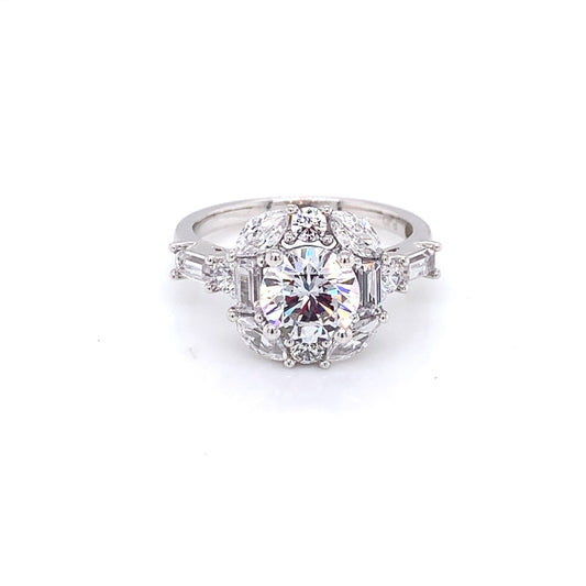 9ct White Gold CZ Large Cushion Ring