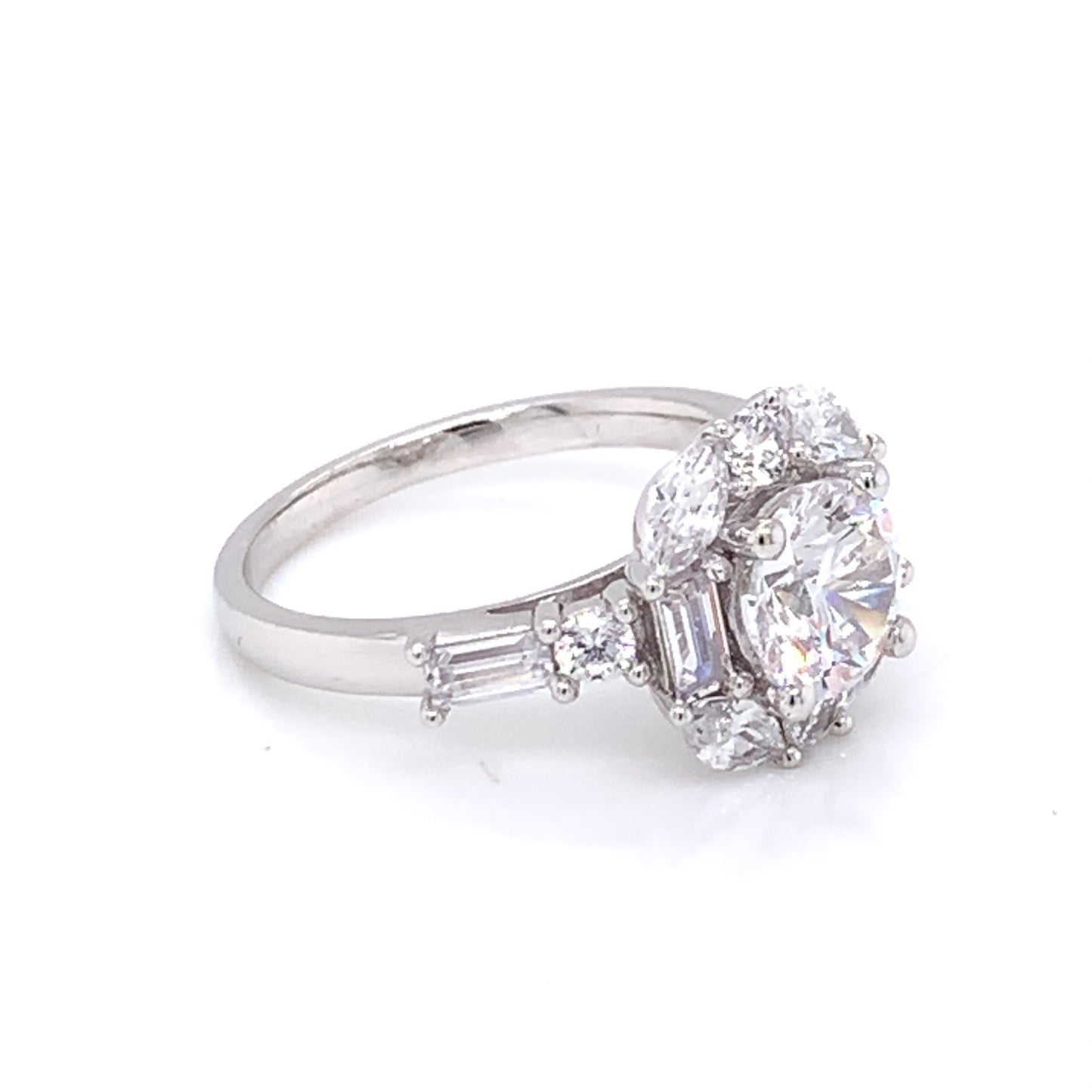 9ct White Gold CZ Large Cushion Ring