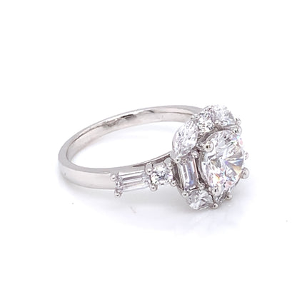 9ct White Gold CZ Large Cushion Ring