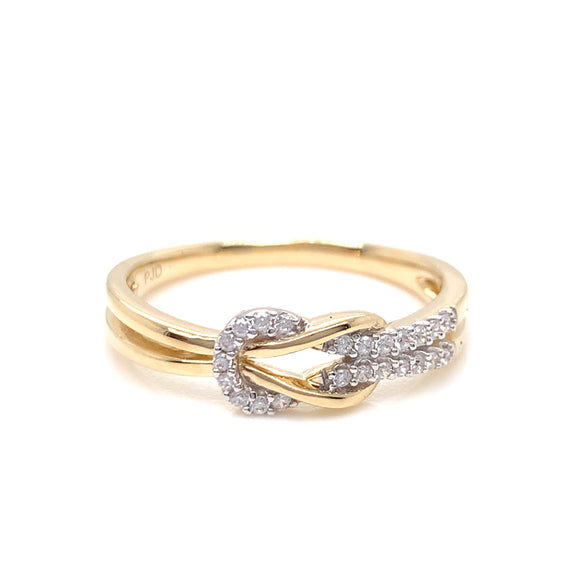 9ct Gold CZ Knot Ring