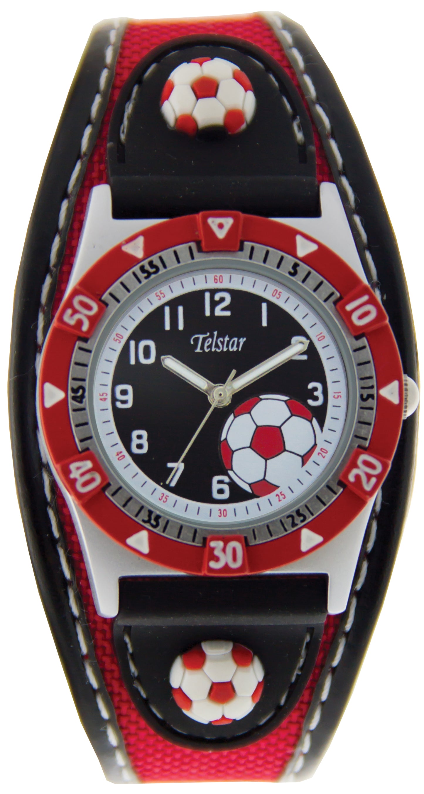 Telstar Boys Black & Red Football Watch B1010 LSR