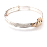Silver & Gold Plated Baby Bangle Claddagh & Celtic Band BB16
