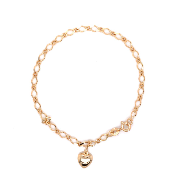 9ct Gold Puffed Heart Bracelet GB411