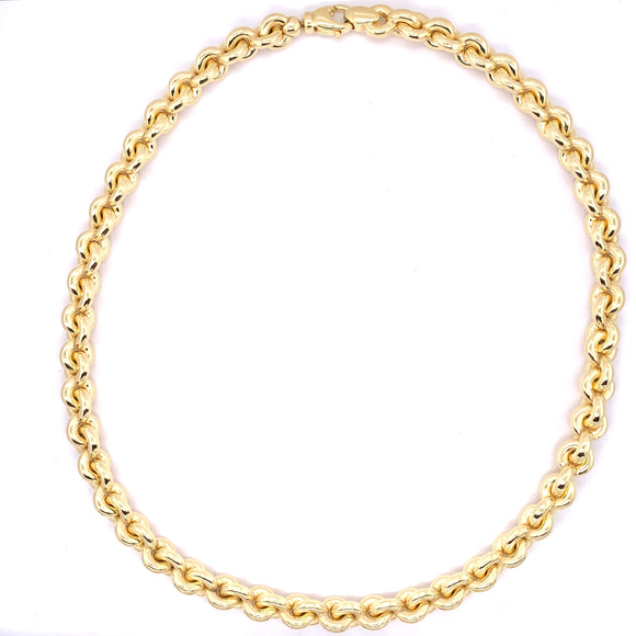 Sterling Silver 18ct Gold Italian Chunky Round Belcher Necklace