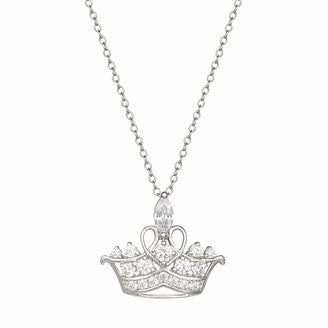 Disney Princess Tiara Sterling Silver Necklace