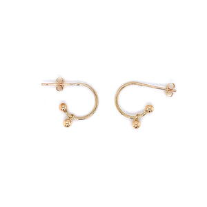 9ct Gold Small Hoop Drop Bead Earrings