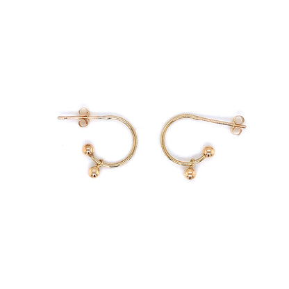 9ct Gold Hoop with Ball Dropper Stud Earrings GE413