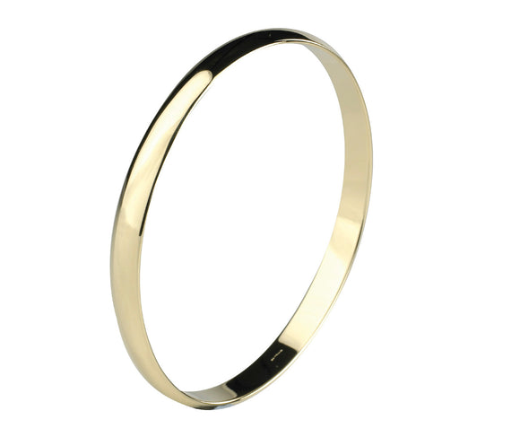 9ct Gold 6mm D-Shaped Solid Bangle