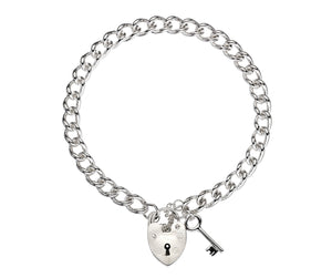 Sterling Silver Solid Curb Charm Bracelet