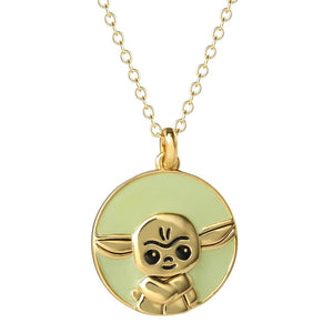 Disney Star Wars The Mandalorian The Child Gold Colour Disc Necklace