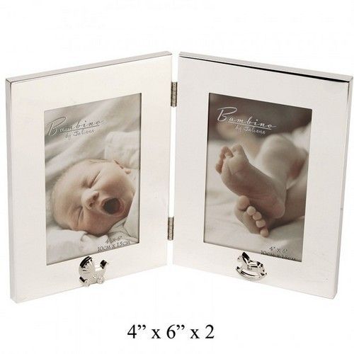 Silver Plated Double Baby Photo Frame