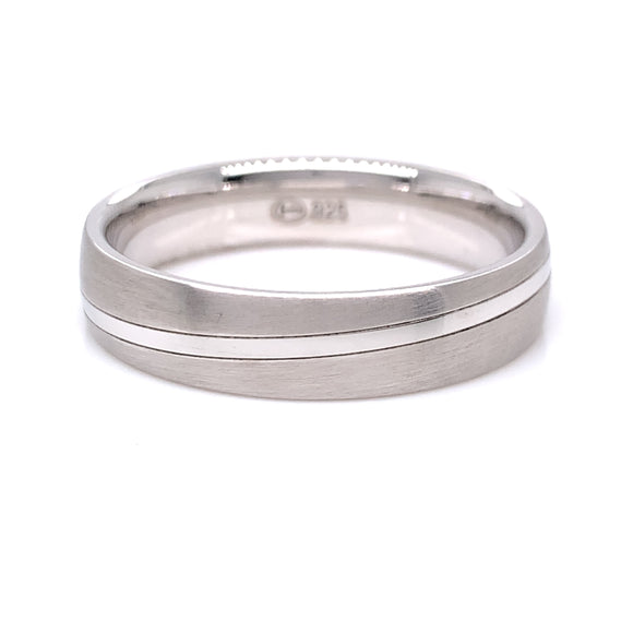 Sterling Silver Mens 5mm Diagonal Band Ring