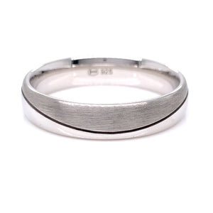 Sterling Silver Mens 5mm Matte/Polished Wavy Band Ring