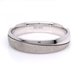 Sterling Silver Mens 5mm Matte/Polished Diagonal Band Ring