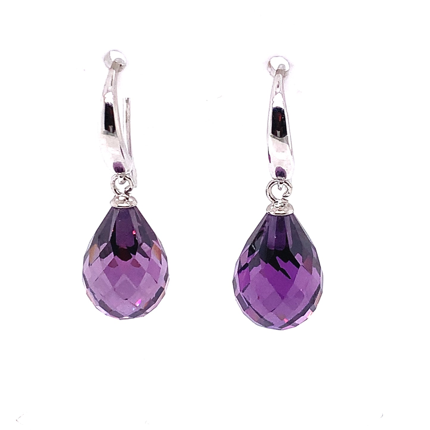 Sterling Silver Amethyst Briolette Teardrop Earrings