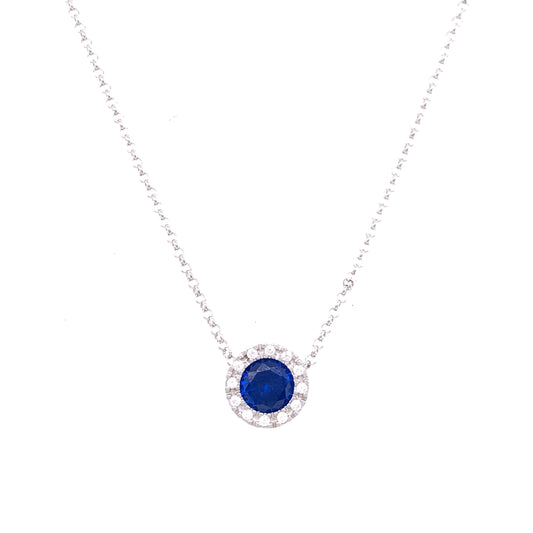 Sterling Silver 10mm Sapphire CZ Slider Pendant