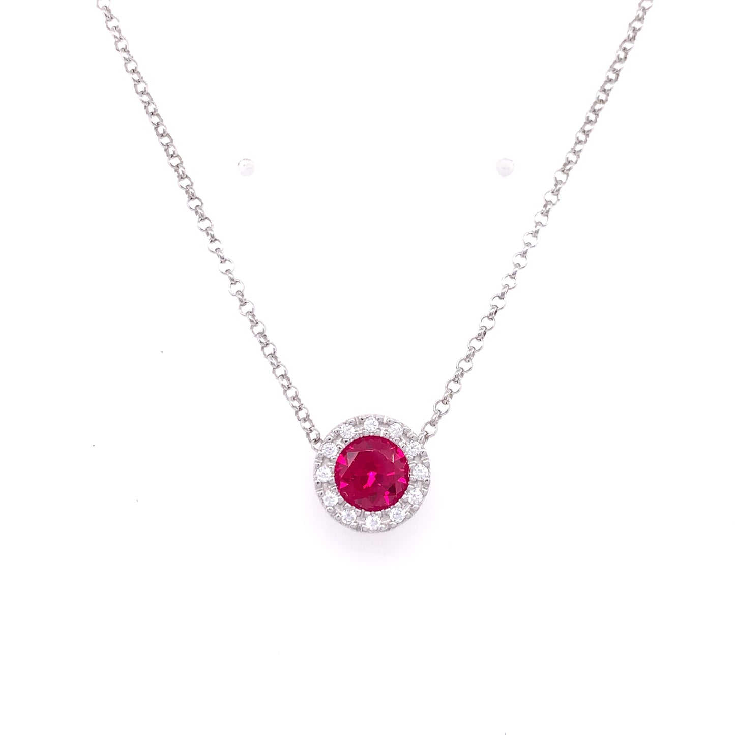 Sterling Silver 10mm Red CZ Slider Pendant