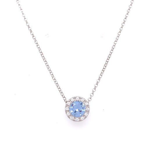 Sterling Silver 10mm Blue CZ Slider Pendant