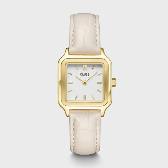 CLUSE Gracieuse Petite Watch Leather, Marshmallow Croco, Gold Colour