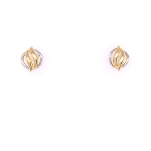 9ct Gold two-tone Small Leaf Stud Earrings