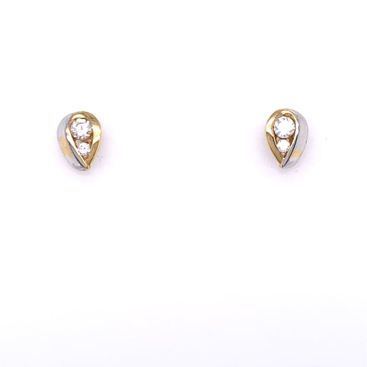 9ct Gold CZ Teardrop Stud  Earrings GEZ277