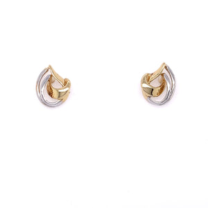 9ct Gold Two-tone Open Leaf Stud Earrings