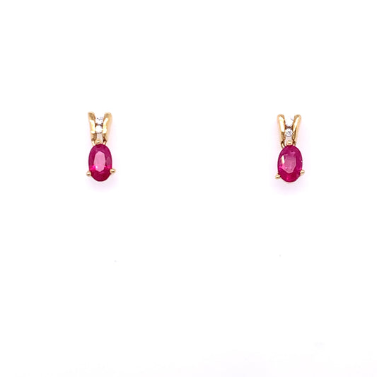 9ct Gold Ruby CZ Drop Earrings GER48