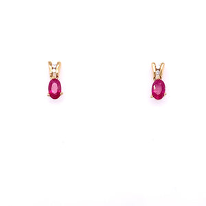 9ct Gold Ruby CZ Drop Earrings