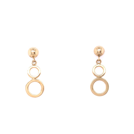 9ct Gold Graduated Circle Drop Earrings