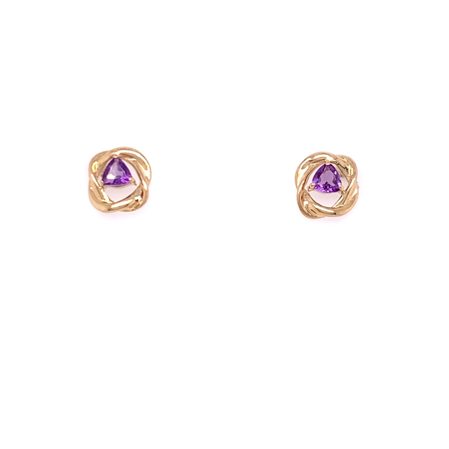 9ct Gold Amethyst Swirl Stud Earrings