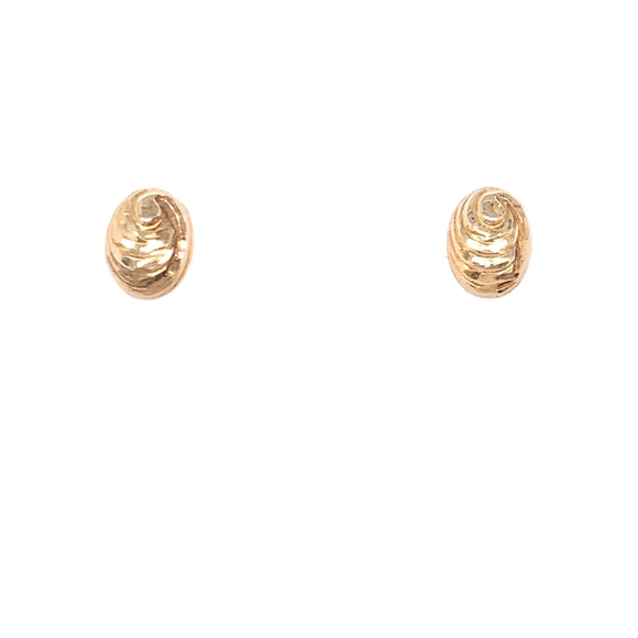 9ct Gold Oval Diamond-cut Stud Earrings