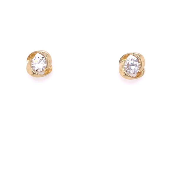 9ct Gold CZ Wraparound Stud Earrings