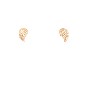 9ct Gold Grooved Teardrop Stud Earrings
