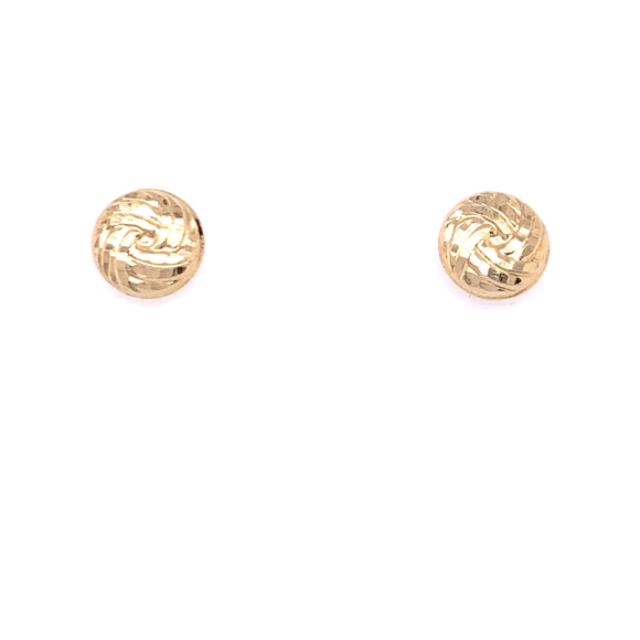 9ct Gold Round Diamond-cut Knot Stud Earrings