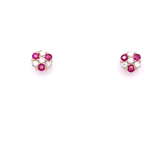 9ct Gold Ruby CZ Stud Earrings