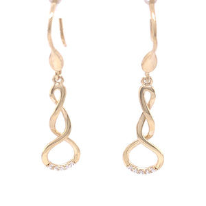 9ct Gold CZ Twist Drop Earrings