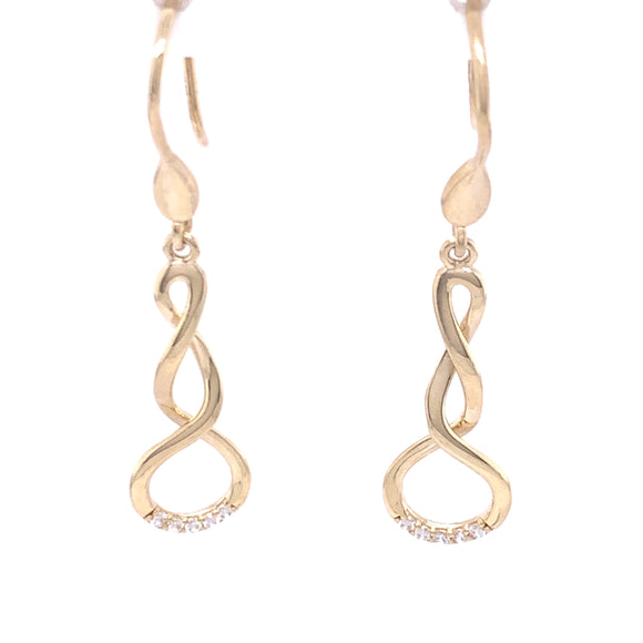 9ct Gold CZ Twist Drop Earrings