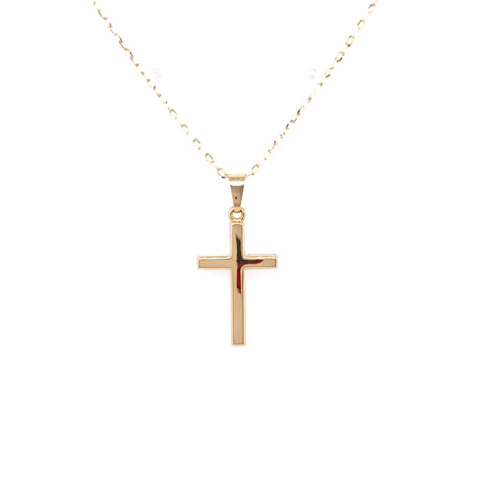 9ct Yellow Gold Small Slim Polished Cross GP797