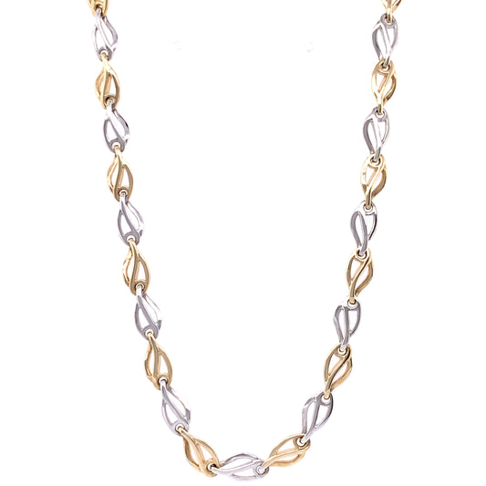 9ct Gold Two-tone Open Leaf Swirl Necklet GN044