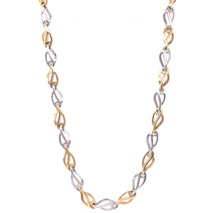 9ct Gold Two-tone Open Leaf Swirl Necklet