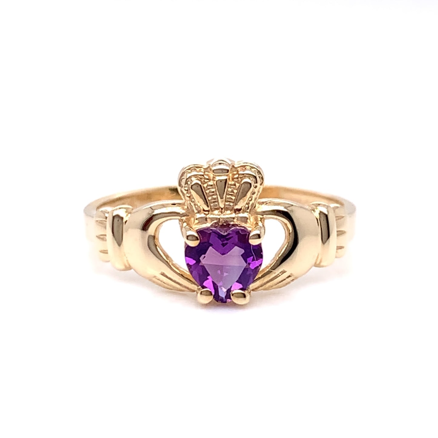 9ct Gold Amethyst Claddagh Ring GR283