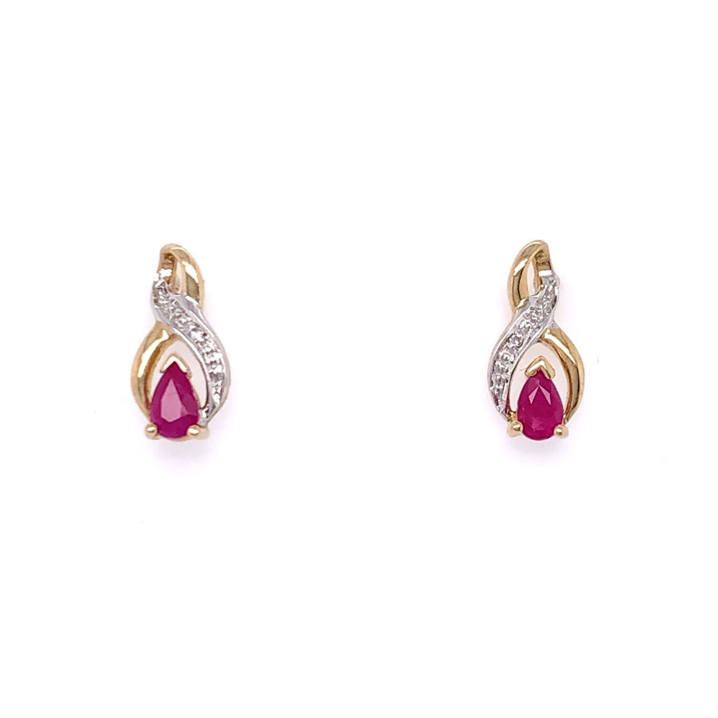 9ct Gold Ruby & Diamond Twist Stud Earrings GER54