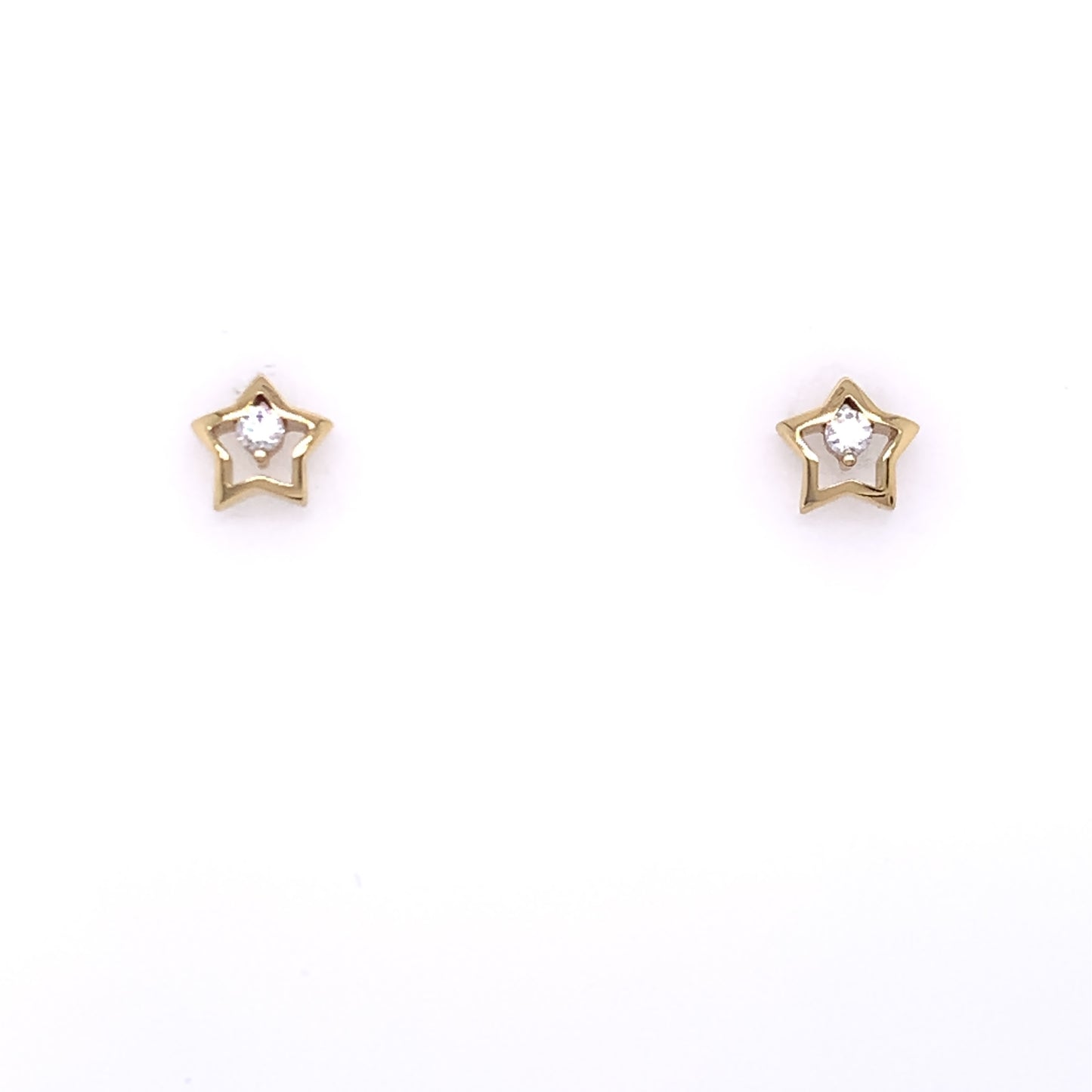 9ct Gold CZ Star Stud Earrings