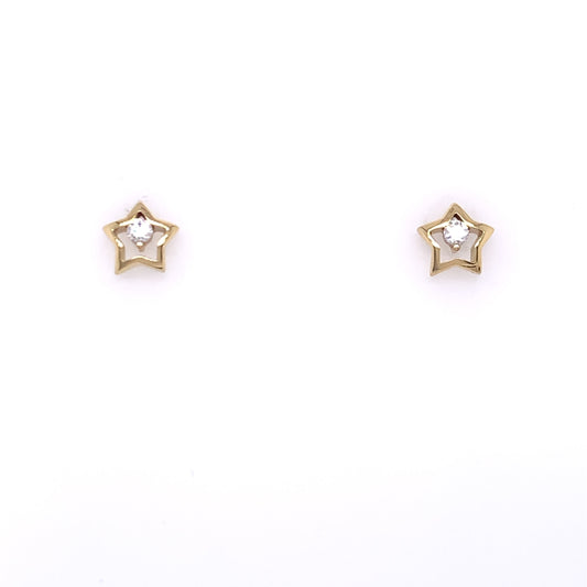 9ct Gold CZ Star Stud Earrings