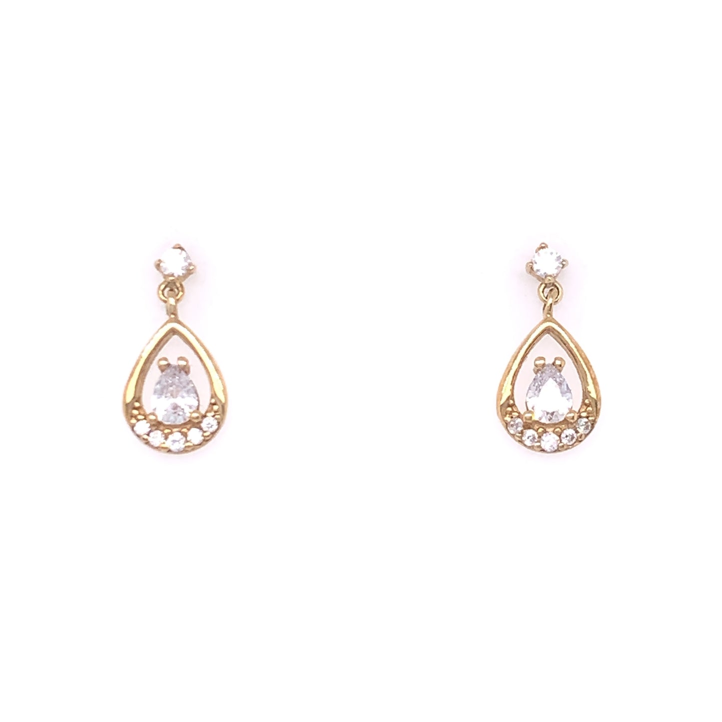 9ct Gold CZ Teardrop Earrings GEZ494