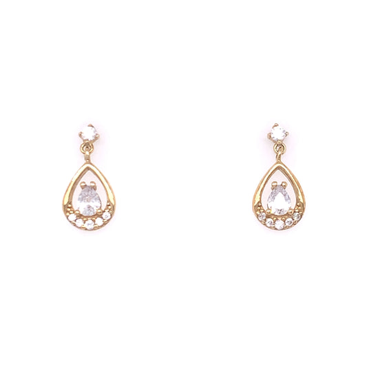 9ct Gold CZ Teardrop Earrings