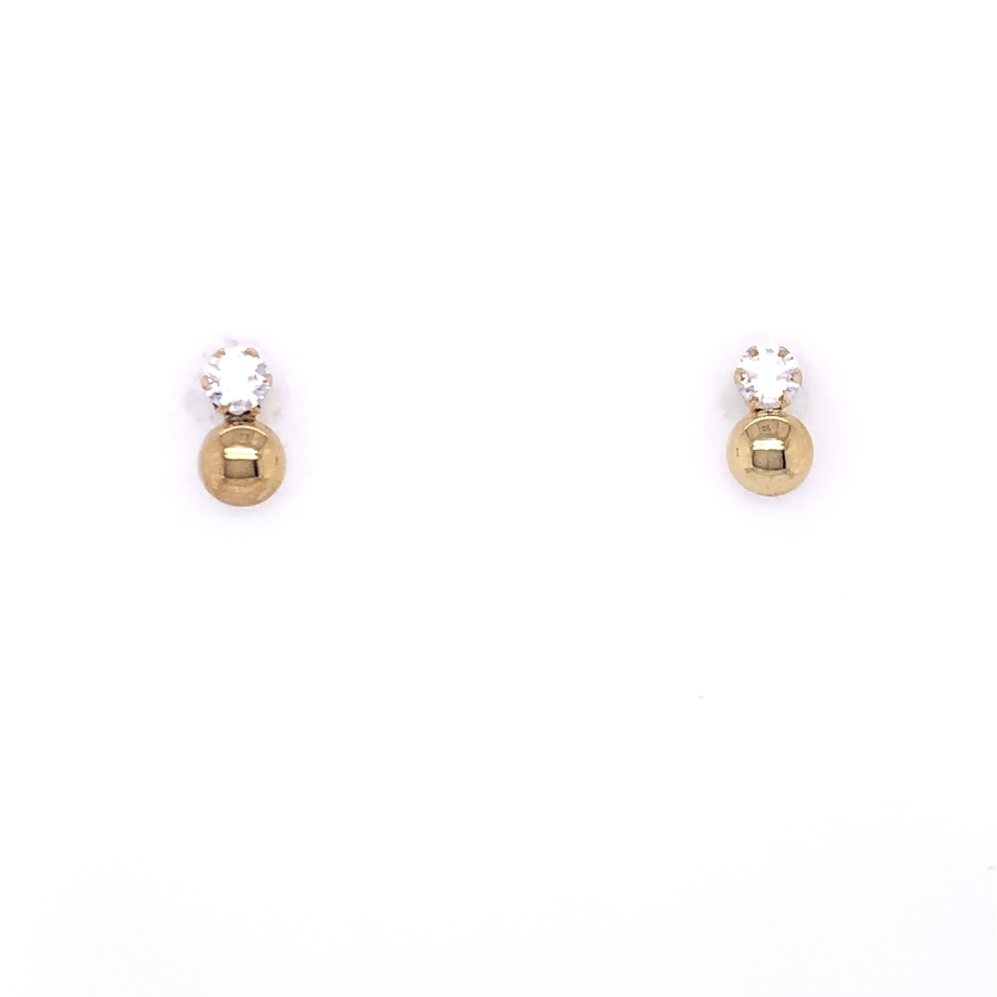 9ct Gold CZ Ball Double Stud Earrings GEZ491