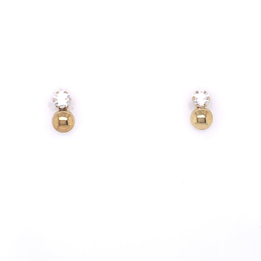 9ct Gold CZ Ball Double Stud Earrings